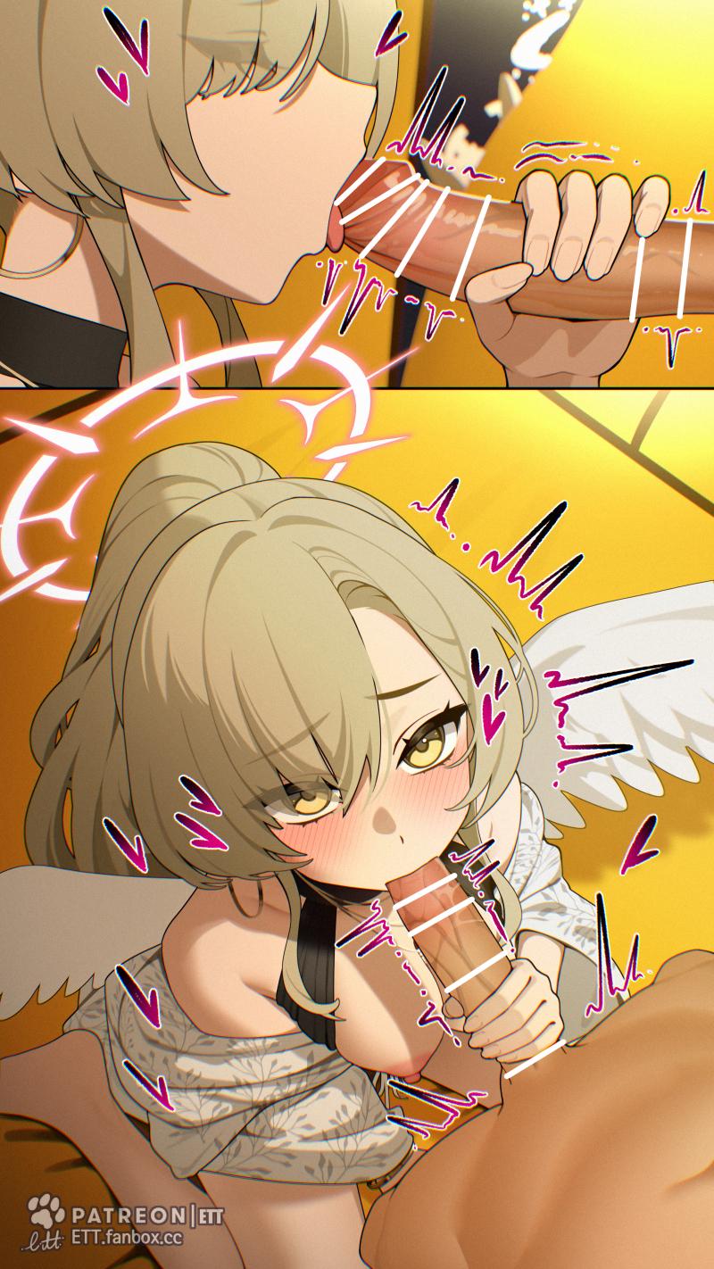 Nagisa sucking big sausage (OralHentai Anime GIF)