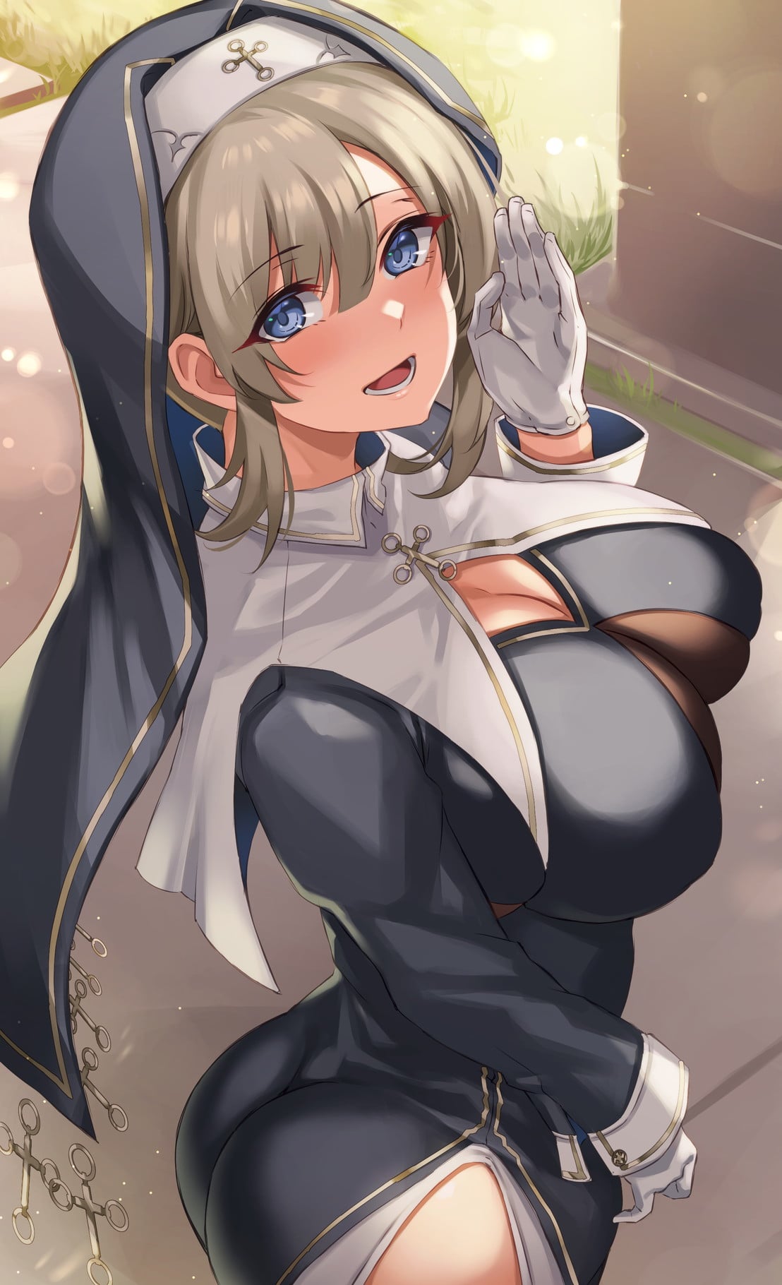 Nun's teasing (OralHentai Anime GIF)