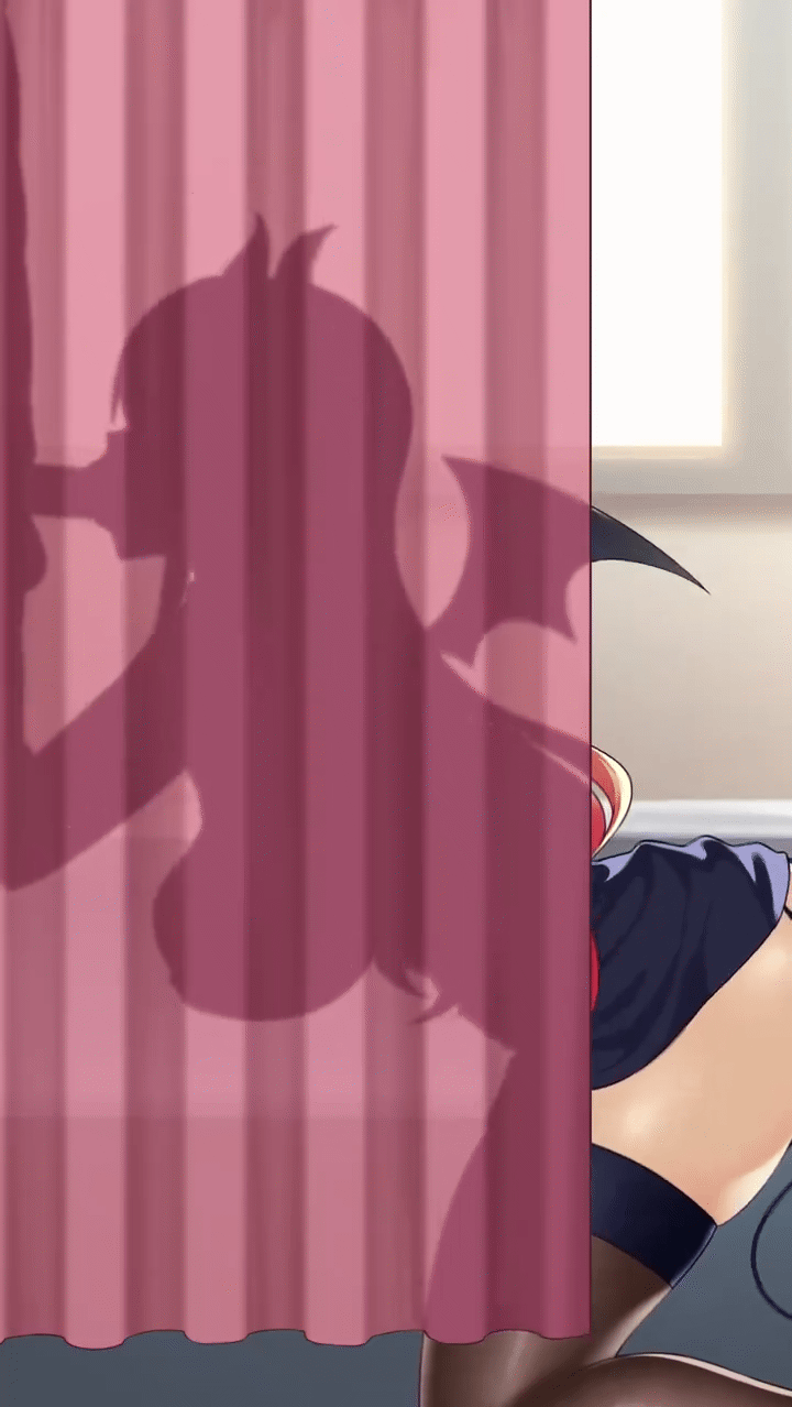 Blowjob behind the curtain (OralHentai Anime GIF)