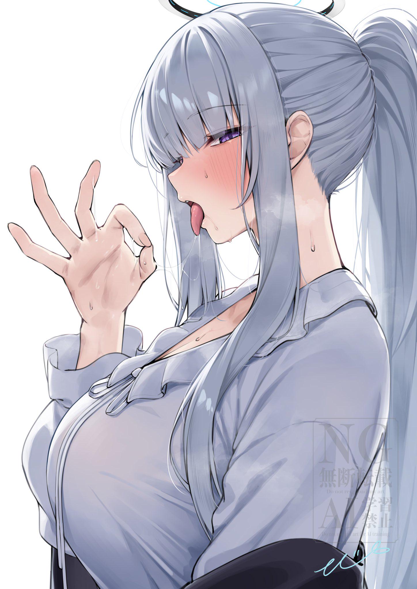 Noa's Fellatio Gesture (mono) [Blue Archive] - mono
