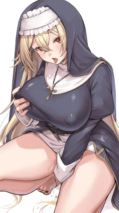 Nun playing with herself (Masturbation Hentai Anime GIF)