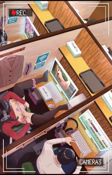 Internet cafe footage (Masturbation Hentai Anime GIF)