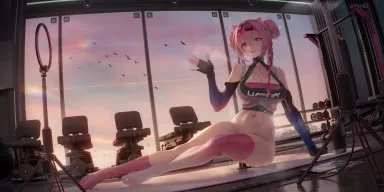 Enjoying her masturbation routine (Masturbation Hentai Anime GIF)