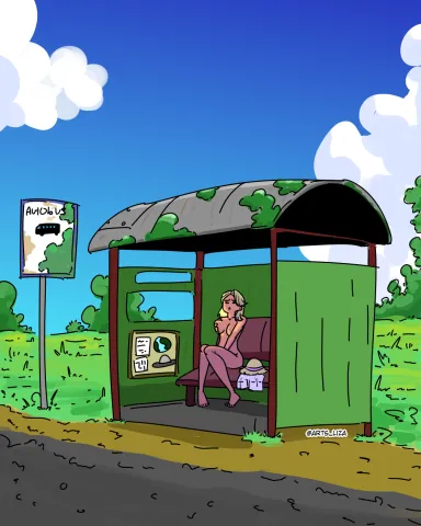 While waiting for the bus (Masturbation Hentai Anime GIF)
