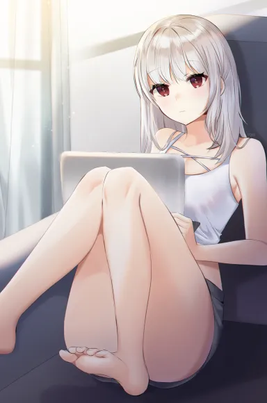 On her laptop [Original] - Original